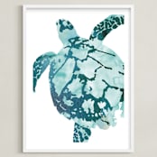 "Tropical Sea Turtle" - Art Print in Caribbean by Shirley Browning - Framed