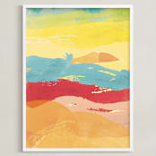 "Rhythmic Sunset" - Art Print in Crimson by Red Impressionz - Framed