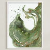 "Yupo Study Four" - Art Print in Sap Green by Emily Magone - Framed