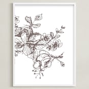 "Botanical Sketch 1" - Art Print in warm grey by Phrosné Barwood - Framed