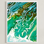 "Waterfall Swirls" - Art Print in Turquoise blue by Debra Butler - Framed