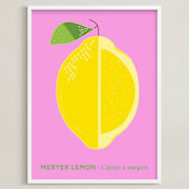"Bold Lemon Print" - Art Print in Cheery Pink by Gaucho Works - Framed
