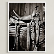 "The Saddle" - Art Print in dark brown by Debra Butler - Framed
