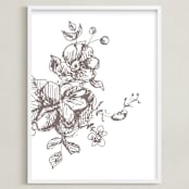 "Botanical Sketch 3" - Art Print in warm grey by Phrosné Barwood - Framed