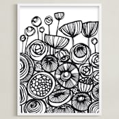 "Pop Art Flowers" - Art Print in Inky Black by Gill Eggleston - Framed