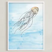 "Float On" - Art Print in Ocean by Lily Hanna - Framed