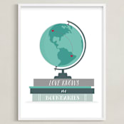 "Love Knows No Boundaries" - Art Print in Aquamarine by Anupama - Framed