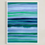 "Stripes du Jour #1" - Art Print in Emerald Ocean by Monica Janes Fine Art - Framed