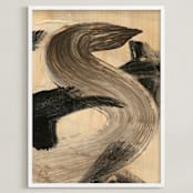 "Neutral Essence Series 1" - Art Print in Tan and Black by Angela Simeone - Framed