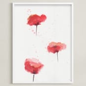 "Poppies Study" - Art Print in Poppy Red by Lindsay Megahed - Framed