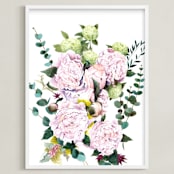 "Pink Peony" - Art Print in Pink Peony by XL - Framed