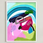 "Under the Blue Rainbow" - Art Print in Cactus Green by Jennifer McCully - Framed