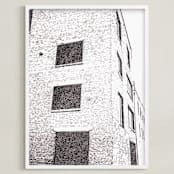 "City In Dots No. 2" - Art Print in Black and White by Michelle Waldie - Framed