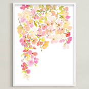 "Light Pink Cherry Blossoms" - Art Print in Cherry Blossom Pink by Yao Cheng Design - Framed