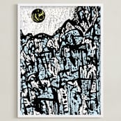 "Moonrise " - Art Print in Moonrise Blue by Stuart Heir - Framed