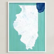"Illinois in Paint" - Art Print in Illinois Green by Denise Wong - Framed