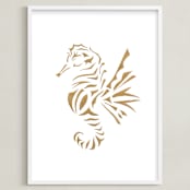 "Seahorse Cutout" - Art Print in Gold by Marta Berk - Framed