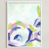"Gardenia Abstracted" - Art Print in Spring Hues by Makewells - Framed