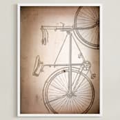 "Rusted Bike" - Art Print in Rust Brown by Erin Niehenke - Framed