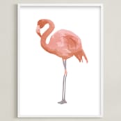 "Fla-la-mingo side" - Art Print in Flamingo pink by Johanna Phillips Huuva - Framed