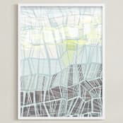 "Fragmented Landscape" - Art Print in Frost by Gill Eggleston - Framed