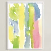 "Bands of Colored Sky" - Art Print in Early night sky blue by Deborah Velasquez - Framed