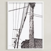 "City In Dots No. 1" - Art Print in Black and White by Michelle Waldie - Framed