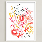 "Gesture" - Art Print in Coral by Kelly Ventura - Framed