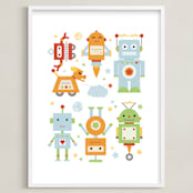 "Robot Collective II" - Art Print in Bright by Dawn Jasper - Framed