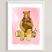 "Spot of Tea" - Art Print in orchid pink by Betty Hatchett - Framed