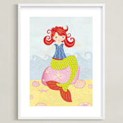 "Mermaid" - Art Print in Raspberry Lime by Stellax Creative - Framed