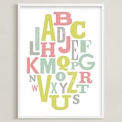 "Oval Alphabet" - Art Print in Rose by Leah Bisch - Framed
