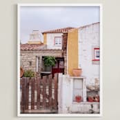 "Aldeia Pequena: Part 2 of 2" - Art Print in Vintage Gold by C. Lorraine Design - Framed