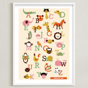 "Animal A to Z" - Personalized Art Print in Vermillion by Anais Lee - Framed