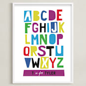 "Paper Cut ABCs" - Personalized Art Print in Plum by Ampersand Design Studio - Framed