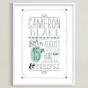 "Vintage Info" - Personalized Art Print in Mint by Alethea and Ruth - Framed