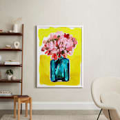"Peony Bottle" - Art Print in sunshine by Betty Hatchett - In a Room