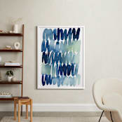 "Scribbles in Blue" - Art Print in Indigo by Yao Cheng Design - In a Room