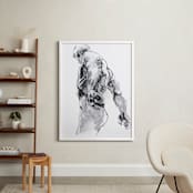 "Drawing 369 - Standing Man" - Art Print in Deep Charcoal by Derek overfield - In a Room