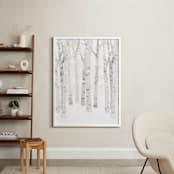"Birch Woods in Winter" - Art Print in Ivory by Shannon Chen of Four Wet Feet Studio - In a Room