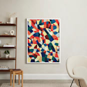 "Spanish Mosaic Abstract" - Art Print in vermilion red by Pooja Pittie - In a Room