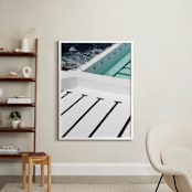 "Stripes Coastal" - Art Print in White by JD - In a Room
