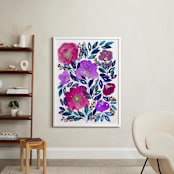 "hand painted flowers_5f" - Art Print in purple by Ramoncita - In a Room