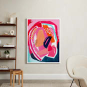 "Picking Strawberries" - Art Print in Bubble Gum Pink by Jennifer McCully - In a Room