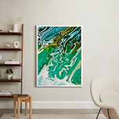 "Waterfall Swirls" - Art Print in Turquoise blue by Debra Butler - In a Room