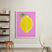 "Bold Lemon Print" - Art Print in Cheery Pink by Gaucho Works - In a Room