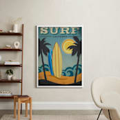 "Surf California" - Art Print in Vintage by Rochelle Renee - In a Room