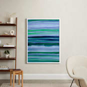 "Stripes du Jour #1" - Art Print in Emerald Ocean by Monica Janes Fine Art - In a Room