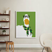 "Hipster Duck" - Art Print in Green by Mayel - In a Room