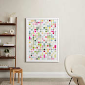 "Pink and Gray Squares" - Art Print in Magenta by Yao Cheng Design - In a Room